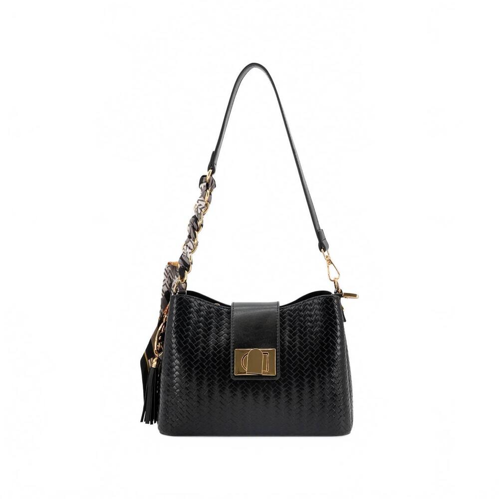 NEW LIKE DREAMS women's sabine woven scarf crossbody bag in black